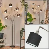 Hofstein Schiavonea Stehlampe aus Metall/Stoff in Schwarz/Nickel-matt/Weiß