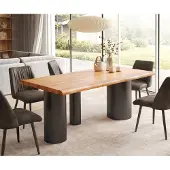 DELIFE Esstisch Edge 200x100 XL Akazie Natur Troa Metall Schwarz Live-Edge