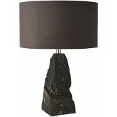 Casa Padrino Luxus Naturstein Tischleuchte Schwarz / Silber H. 56 cm - Schreibtischleuchte