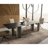 DELIFE Esstisch Edge 300x100 Keramik LaminamNoir Desir Braun Pilier Metall Effektfinish Titan
