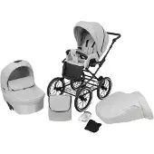 Kunert Kinderwagen Romantic 2in1 - Schwarzes Gestell - Farbe: Grau Eco