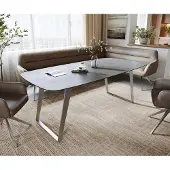 DELIFE Esstisch Edge Boot 200x100 cm Keramik Beton Grau Edelstahl Schräg