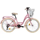 DaviBikes Kinderfahrrad Davi Amelia 24", 7 Gänge, 130-165 cm, Rosa/Creme