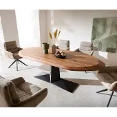 DELIFE Esstisch Aithon 240x105 cm Akazie Braun Metallgestell Schwarz Oval