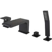 NEXTREND - GmbH Wannenrandarmatur Fliesenrandarmatur 6080B in Schwarz - Design 4-Loch-Wasserfall-Badewannenarmatur