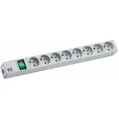 Bachmann 19"-Steckdosenleiste 1HE 8xUTE 1xSchalter, silberfarben