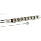 EFB Elektronik 19" 1HE Steckdosenleiste 8xCEE 7/3 mit Schalter,Alu,grau