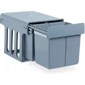 Relaxdays Einbaumülleimer Küche, Auszug, Müllsystem Unterschrank, 15 & 2x 8 l, Kunststoff, HBT 35,1 x 34,3 x 48 cm, grau