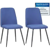 Albatros BONO Stoffstuhl Blau– 2er-Set Esszimmerstühle im modernen Retro-Design DEKRA-, pflegeleichter Stoffbezug