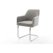 DELIFE Freischwinger Greg-Flex Strukturstoff Soft Grau Freischwinger flach Edelstahl Taschenfederkern