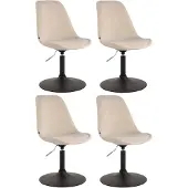 CLP 4er Set Esszimmerstühle Maverick Samt drehbar und stufenlos verstellbar creme Gestell Farbe schwarz