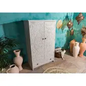 MASSIVMOEBEL24.DE MASSIVMOEBEL24 Kleiderschrank Mango 108x64x180 weiß geölt KASHMIR #106