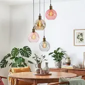 LumenXL Pendelleuchte 4-flammig mit farbigem Glas - Liya