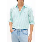 Tommy Hilfiger Flex Poplin Classic Shirt Arctic Aqua/stripe Größe: XL | Business hemden Outlet | Herren | Cyan