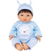Tiny Treasures Puppe m. Braunes Haar - Blue Bear Puppe - - One Size - Puppen