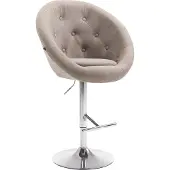 CLP Barhocker London V2 Stoff drehbar und höhenverstellbar | Farbe taupe Gestell Farbe chrom
