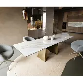 DELIFE Esstisch Edge 300x100 cm Keramik Onyx Pearl Origami Metallic Gold