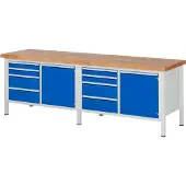 RAU Werkbank höhenverstellbar 8470A2, B2500xT700xH840-1040mm, 8x Schublade-TA, 2x Tür