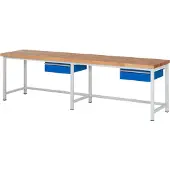 RAU Werkbank höhenverstellbar 8001A1, 3000xT700xH840-1040mm, 2x Schublade-TA