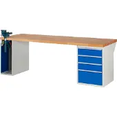 RAU Werkbank 2500x900x890mm 4xSchublade-TA 1xSSKL l.gr/e.bl