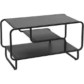 Mendler Couchtisch MCW-O49, Wohnzimmertisch Tisch, Industrial 3 Ablagen, Metall 45x80x40cm schwarz