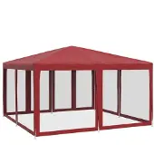 vidaXL Partyzelt mit 8 Mesh-Seitenteilen Rot 4x4 m HDPE
