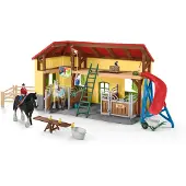 Schleich 42485 Farm World Pferdestall - Mit 7 Tieren, 2 Pferdeboxen, Bauer Paul und Bäuerin Laura - Ab 3 Jahren