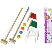 Simba Outdoor Krocket, mit 2 Schlägern und 4 Kugeln, inkl. Start/Ziel Fahne und 10 Toren, aus Ki