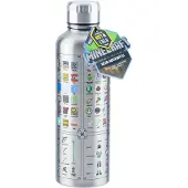 Paladone Minecraft Metal Water Bottle, 500 ml, Tägliche Nutzung, Edelstahl, Edelstahl, Schraubdeckel, Edelstahl