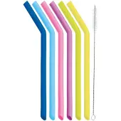 Kitchencraft Kcsilstraw7pc Set Silicone Straws With Cleaning Brush Durchsichtig