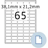 Herma Blattetiketten 8465, permanenthaftend, bedruckbar, B 38,1x H 21,2 mm, Papier, weiß, 32500 Stück/500 Blatt
