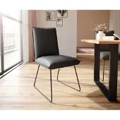 DELIFE Esszimmerstuhl Lelio-Flex Echt-Leder Schwarz Kufengestell Schwarz Taschenfederkern