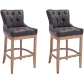 CLP 2er Set Barhocker Lakewood Echtleder gepolstert braun Gestell Farbe antik-hell