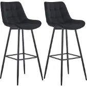CLP 2er Set Barhocker Dartford | Farbe schwarz Material Samt