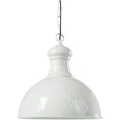 Beliani Hängeleuchte Cremeweiß Metall Halbkugel Blumenmuster Retro Stil
