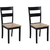 Beliani Stuhl 2er Set Hellbraun/Schwarz Esszimmer Küche Holz
