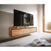 DELIFE Lowboard Stonegrace 145 cm Akazie Natur 3 Türen Steinfurnier schwebend