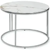 En.casa Couchtisch ’Aulum’ 50 x 70 cm Marmor, weiß / Silber
