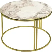 En.casa Couchtisch ’Aulum’ 50 x 70 cm Marmor, weiß / Gold