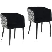 HTI Destin Stuhl 2er-Set, Grau, gepolstert, mit Armlehnen, gemusterte Rückenlehne, 58x73x56 cm
