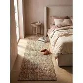 KADIMA DESIGN JUTETEPPICH handgewebt ERME, in Naturjute, Natur-Blau, 60 x 230 cm