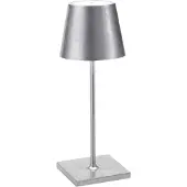 Zafferano Poldina Pro Mini Silver Leaf LED-Tischleuchte, wiederaufladbar und dimmbar mit einer Akkulaufzeit von bis zu 12 Stunden