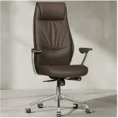 KADIMA DESIGN Bürostuhl Echtleder Braun Schreibtischstuhl X-XL 120 kg Synchronmechanik Chefsessel Kopfstütze hoch