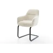 DELIFE Freischwinger Pejo-Flex Plüsch Creme-Weiß Freischwinger flach Schwarz Taschenfederkern