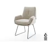 DELIFE Esszimmerstuhl Clea-Flex Webstoff Soft Beige Kufengestell Schwarz