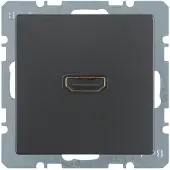 Hager BERKER Q.x Dose HDMI mit Anschluss 90st anthrazit aksamit lackiert 3315436086