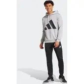 Adidas Trainingsanzug SPORTSWEAR "BIG LOGO HOODED", Herren, Gr. S, grau (medium grau heather), Obermaterial: 100% Polyester, Sportanzüge Trainingsanzug, zweiteiliges Set aus Hose und Hoodie