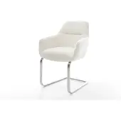 DELIFE Freischwinger Pejo-Flex Bouclé Soft Beige Freischwinger flach Edelstahl Taschenfederkern