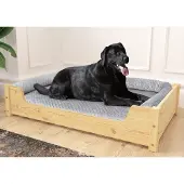 Erst-Holz Hundebett für große Hunde 100x60 Kiefer Tierbett V-30-32-K-100x60Rollrost inkl.