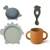 Liewood Essservice Vivi Silikon Dino Blau Multi Mix (4-teilig)